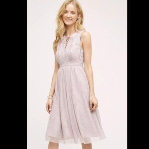 Anthropologie Embroidered Lace-Up Midi Dress